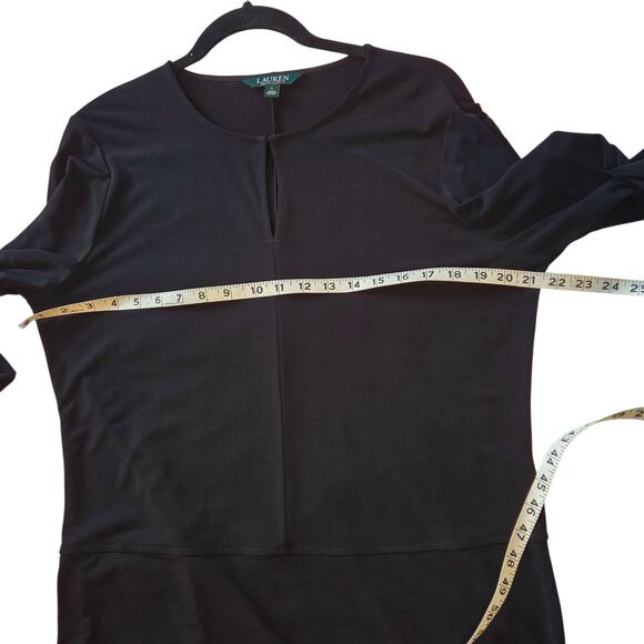 Lauren Ralph Lauren Long Sleeve Tunic Top Blouse Black sz L Keyhole Front - Picture 5 of 11